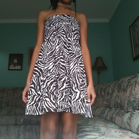 Strapless Chesley Zebra Print Dress - Picture 3 of 5